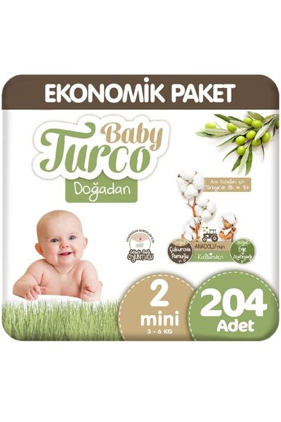 Baby Turco دوغادان مقاس 2 اقتصادي 68x3 204 قطعة