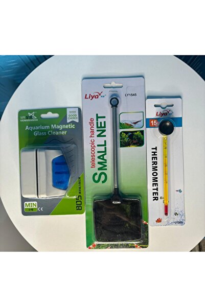 Liya ÜÇLÜ AKVARYUM BAKIM SETİ (PROFESYONEL KEPÇE, DERECE, MIKNATISLI CAM SİLECEĞİ)
