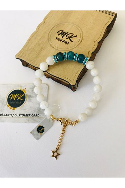 MK tasarım Apatite Stone Real Moonstone Bracelet - MK.36.2