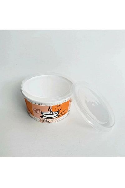 YT Temizlik Cardboard Soup Bowl 16 oz Soup Container with Lid Disposable 50 Pieces Container 50 Pieces Lid