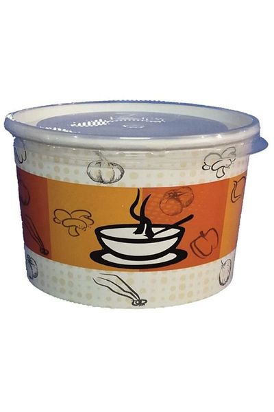 YT Temizlik Cardboard Soup Bowl 16 oz Soup Container with Lid Disposable 50 Pieces Container 50 Pieces Lid