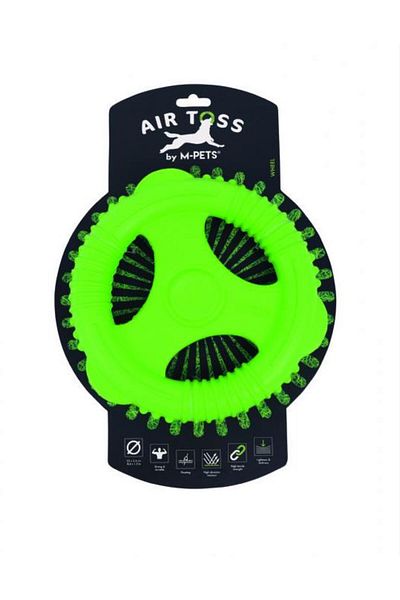 M-PETS 10656599 - M-Pets Floating Water Dog Toy, Air Toss Whell, Durable Green