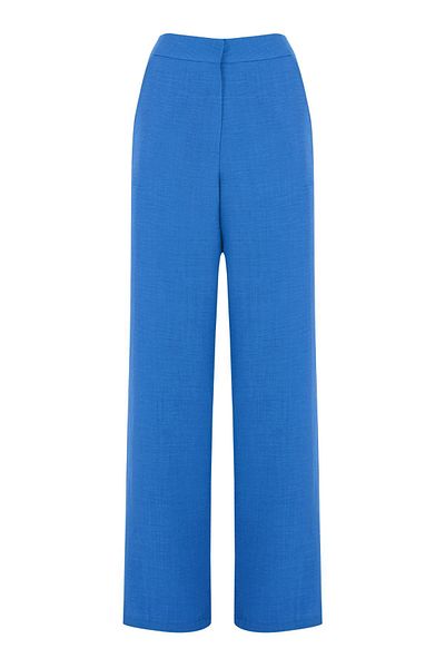 Whenever Company Pantaloni largi premium cu aspect de in de culoare albastră