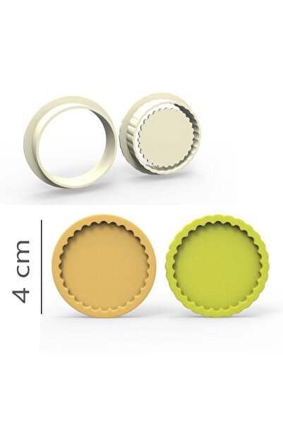 Butedo Tırtıklı Yuvarlak Kurabiye, Bisküvi, Kolye Ucu, Mühür Kalıp Seti - 4 cm