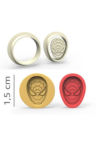 Butedo Örümcek Adam Kurabiye, Bisküvi, Kolye Ucu, Mühür Kalıp Seti - 1,5 cm