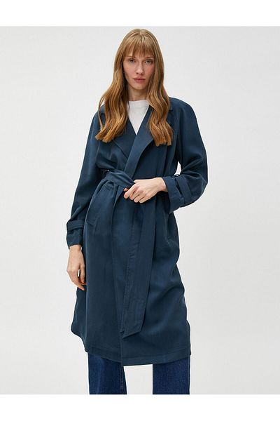 Koton Pocket Belted Trench Coat Rayon Blended