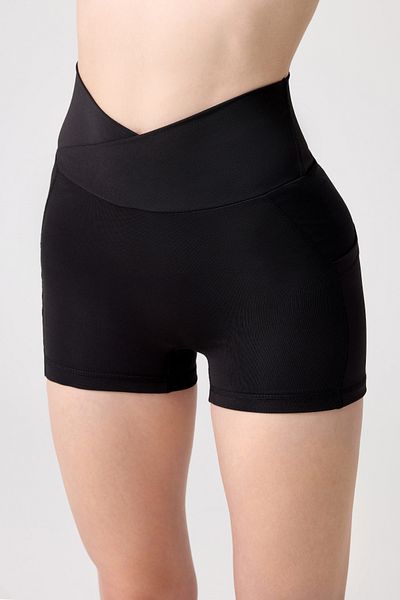 LOS OJOS Schwarze Biker-Shorts mit kurzen Sportstrumpfhosen – Envelope Biker