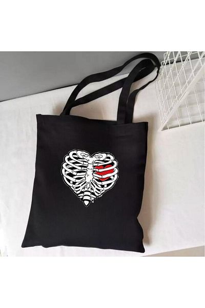 Touz Moda Geantă din pânză neagră Gothic Heart
