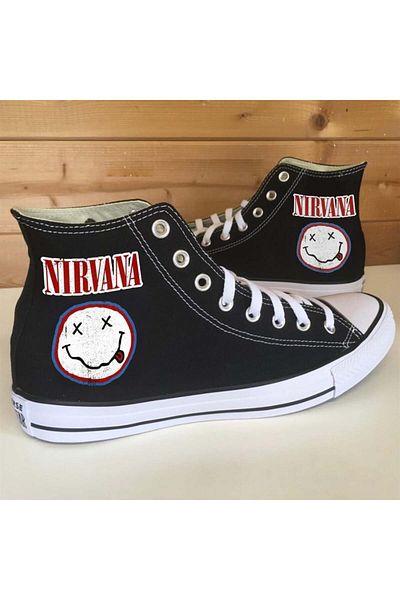Touz Moda Pantofi din pânză cu imprimeu Nirvana negri