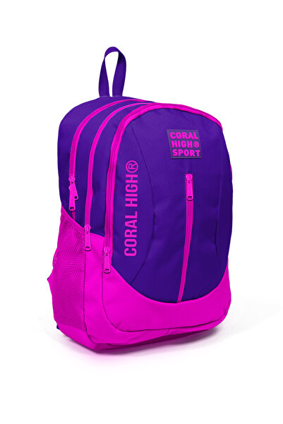 Coral High Sport Mor Pembe Dört Bölmeli Usb Şarjlı Kulaklık Çıkışlı Sırt Çantası 23230