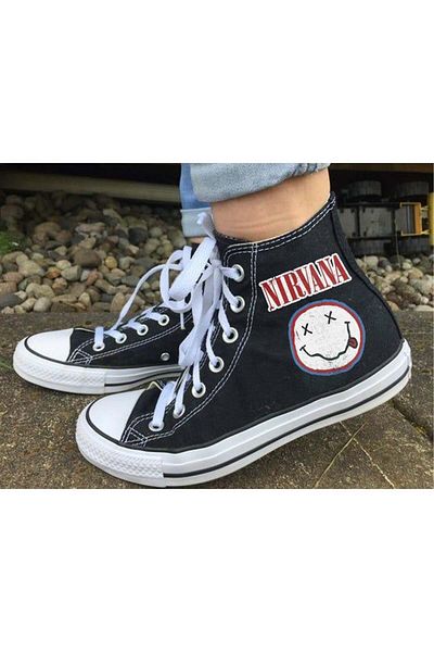 Touz Moda Pantofi din pânză cu imprimeu Nirvana negri