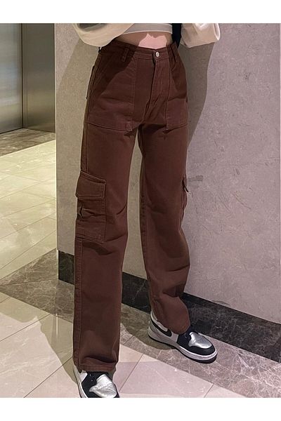 Touz Moda Brown Trousers with Cargo Pocket Detail