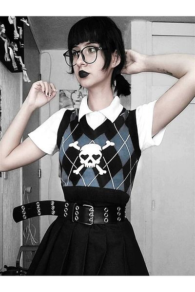 Touz Moda Blue Skeleton Cropped Sweater