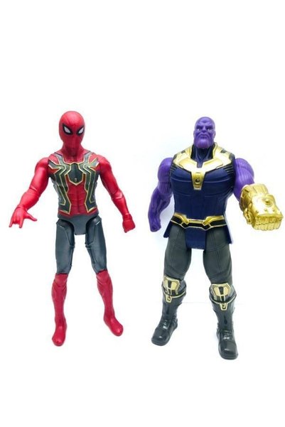 TURKAFONE Örümcek Adam & Thanos 2'li Figür Işıklı Oyuncak Seti Örümcek Adam T...