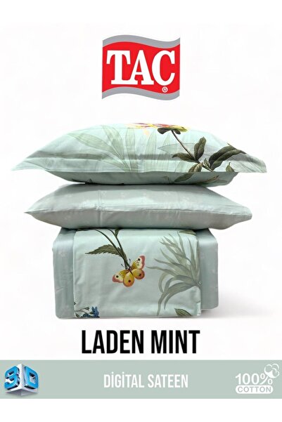 Taç TAC Dijital Saten Nevresim Takimi Laden Mint