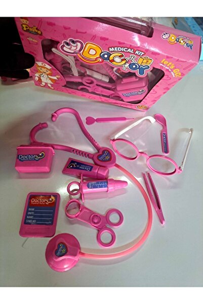 TURKAFONE Çantalı Oyuncak Doktor Seti Tedavi Ekipmanı 11 Parça gözlük Stetesk...