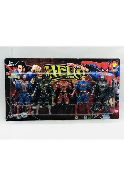 TURKAFONE Süper Kahramanlar Örümcek Adam Batman Superman Venom 5li Set Oyuncak