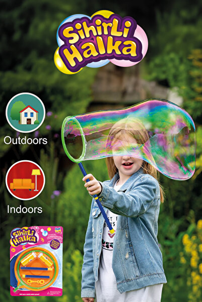 Kayyum Oyuncak Köpük Çıkaran Büyük Halka Sihirli Halka Solüsyonlu Gaint Bubble Büyük Baloncuk Halkası ve Tepsi Seti