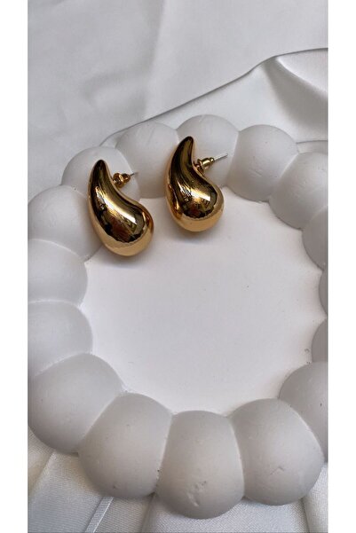 Accessories Göz Yaşı Damla Gold Renk Küpe Büyük Boy