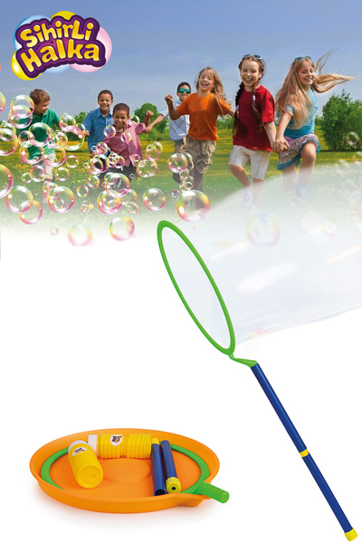 Kayyum Oyuncak Köpük Çıkaran Büyük Halka Sihirli Halka Solüsyonlu Gaint Bubble Büyük Baloncuk Halkası ve Tepsi Seti