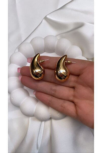Accessories Göz Yaşı Damla Gold Renk Küpe Büyük Boy