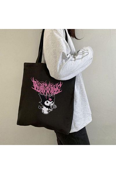 Touz Moda Anime Kuromi Black Cloth Bag