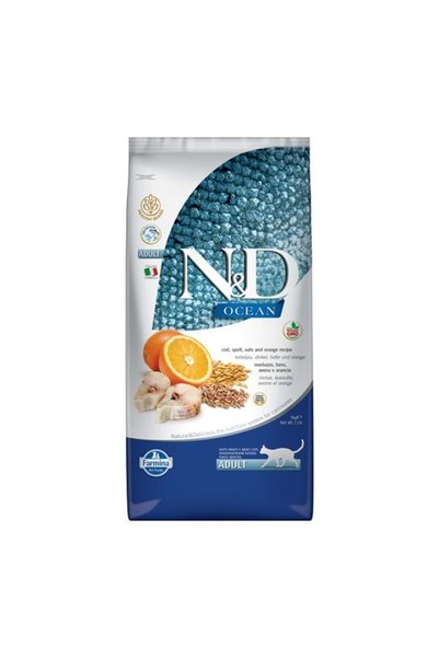 N&D Morina Balıklı Ve Portakallı Düşük Tahıllı Yetişkin Kedi Maması 5kg