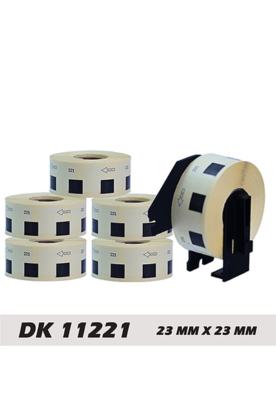 Brother DK 11221 Etiket 23 mm x 23 mm - 6 X 1000 Adet + Tutucu