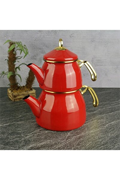 Tohana إبريق شاي مطلي باللون الأحمر - Thn93502
