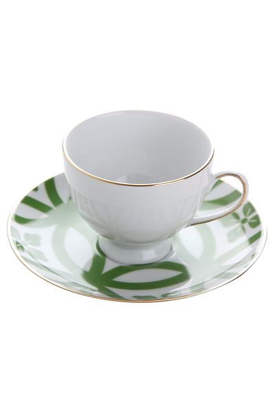 Porland Morocco Green Patterned Coffee Cup - with Saucer, 1 80Cc
