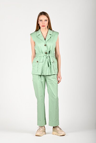 la luce Mint Şura Halat Kemerli Pantolon - LP136