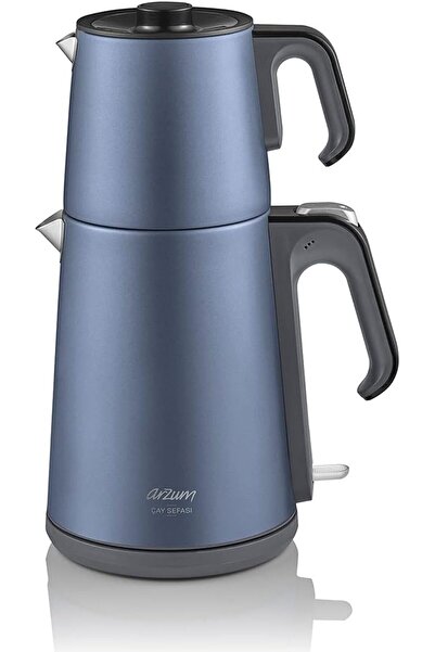 Arzum Çay Sefası Çelik Çay Makinesi, 1.8 Litre, Mavi , Gizli Rezistans