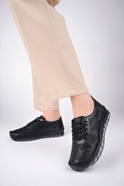Deripabuc Genuine Leather Black Women's Leather Casual Dp75-0698