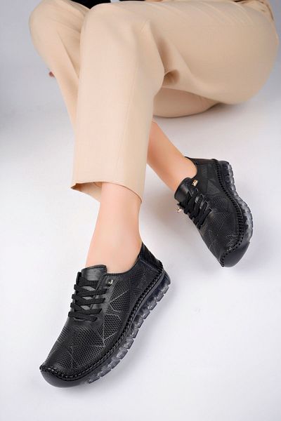 Deripabuc Genuine Leather Black Women's Leather Casual Dp75-0698