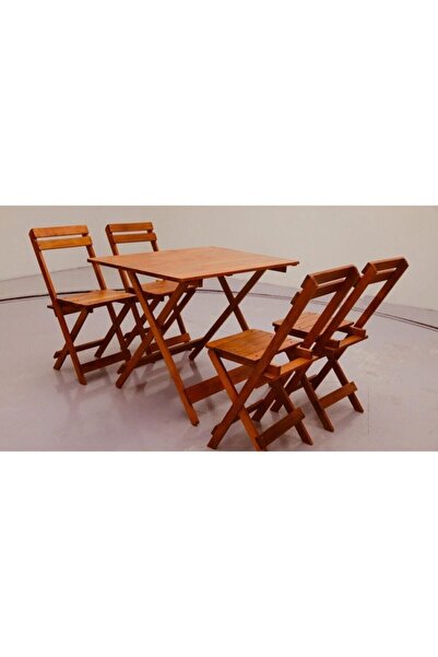 Wood Atölye Ahşap Masa Sandalye Seti(katlanabilir)