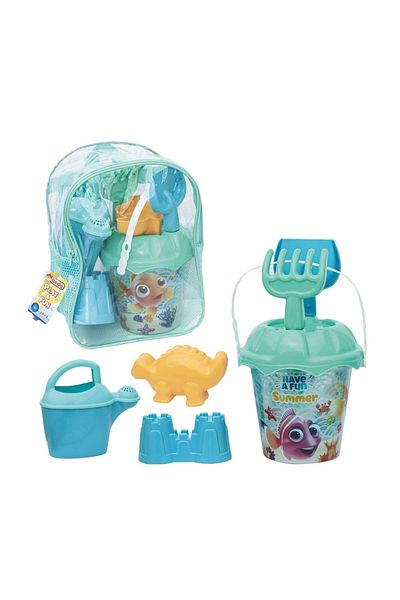 BYCEGU Large Size Round Illustrated Aqua Beach Bucket - Play Activity Set with Backpack