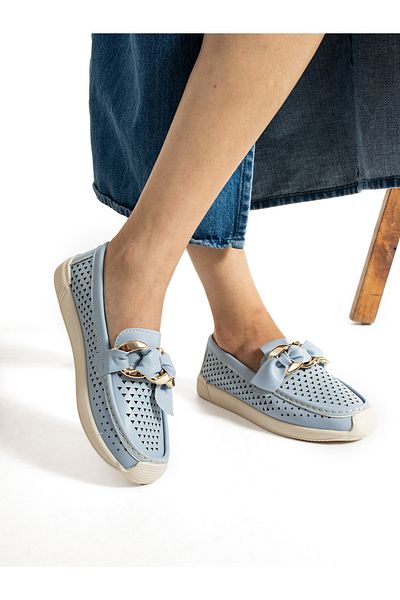 Alemdar Shoes Loafer de damă GRANADA perforat albastru