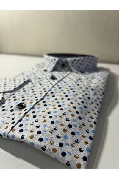 Pi Giyim Памучен кариран принт - Мъжка риза Slim Fit Easy Iron, дълъг ръкав и яка с копчета