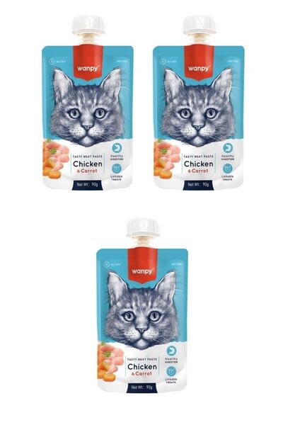 Wanpy Taze Tavuklu & Havuçlu Kedi Et Ezmesi 90 Gr. X 3 Adet