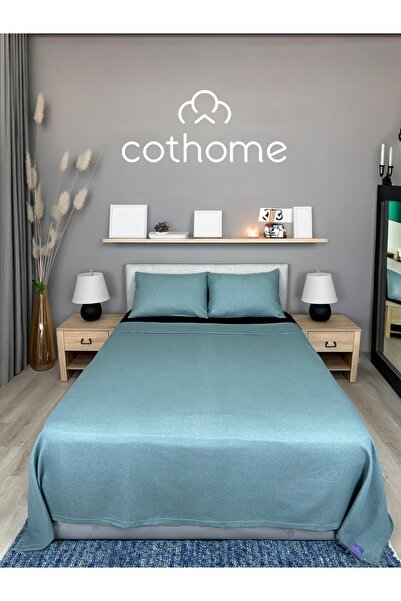 cothome Mevsimlik Pamuklu Yatak Örtüsü ve Yastık Kılıfı Set | Tek Kişilik | Desenli Örgü Kapitone