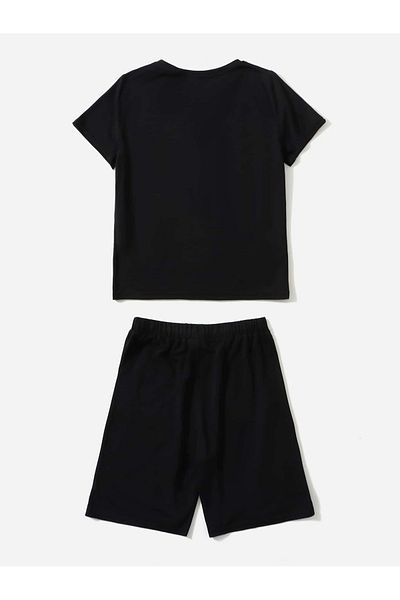 DAXİS Sportwear Company Combinație de tricou și pantaloni scurți unisex cu imprimeu colorat pentru copii - Set de costum de sus și de jos