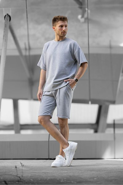 3MODA Men's Oversize Set - Zippered Waist Elastic Shorts
