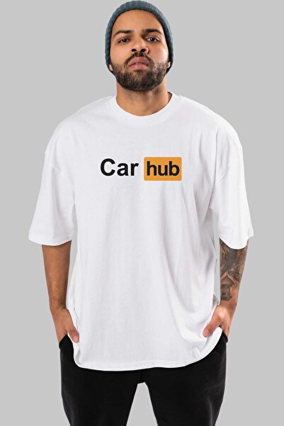 Ankhises Prednji čvor automobila Štampano beli Oversize kroj T-shirt muški že...