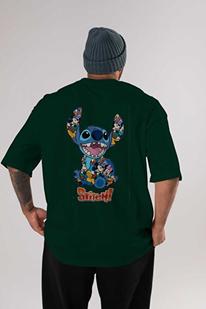 Ankhises Μπλουζάκι Emerald Green Oversize Stitch - Crew Neck, Ανδρικά και Γυναικεία