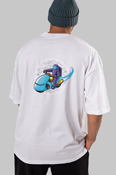 Ankhises Astrorider u svemiru leđa Štampano bela Oversize kroj T-shirt unisex...