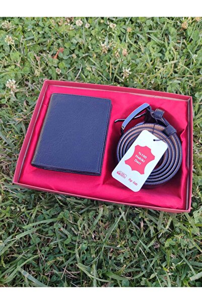 La'Graccia مجموعة حزام المحفظة من الجلد الطبيعي