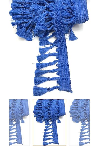 Karadeniztırmarket Blue Decorative Tassel Guipure - 1 Meter