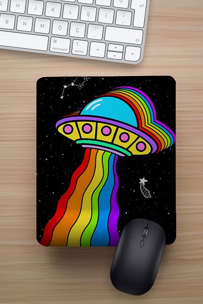 Ludios Δώρο Mousepad με πολύχρωμο σχέδιο UFO με υποστήριξη καρπού