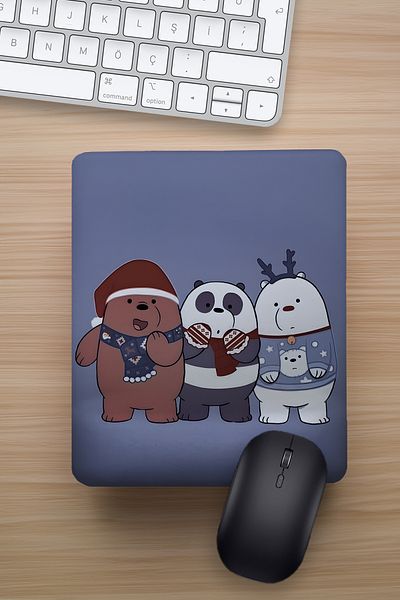Ludios Коледна подложка за китка, забавно проектирана, We Bare Bears, подаръчна подложка за мишка