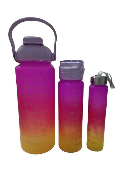 PartAntalya Yellow and Pink Colored Water Bottle - Set of 3